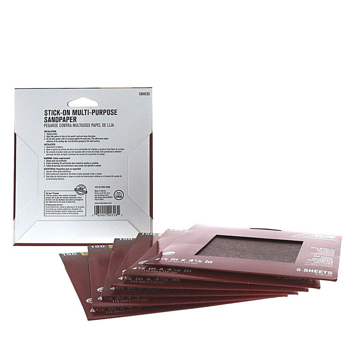 Ace Hardware #1004233 Stick on Sanding 1/4 Sheets 150 Fine Grit ~ 7-Pack ~ 35 Sheets Total