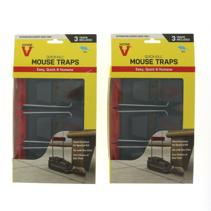 Victor #M123 Quick-Kill Mouse Mice Rat Traps ~ 2-Pack ~ 6 Traps Total