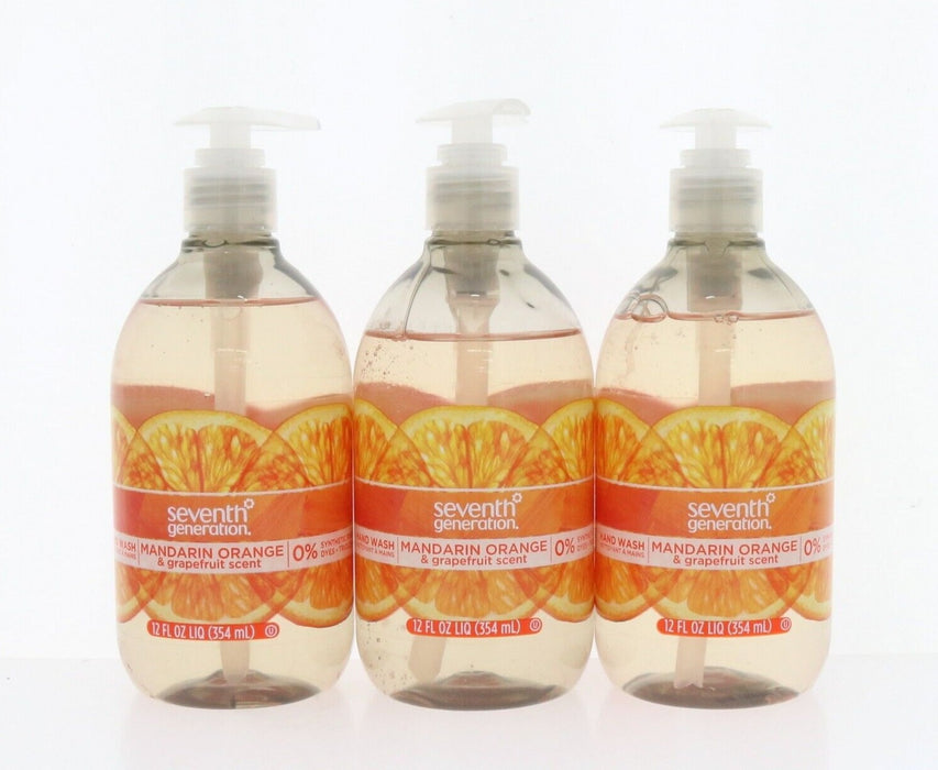 Seventh Generation #732913229253B Liquid Hand Soap 12oz Mandarin Orange ~ 3-Pack