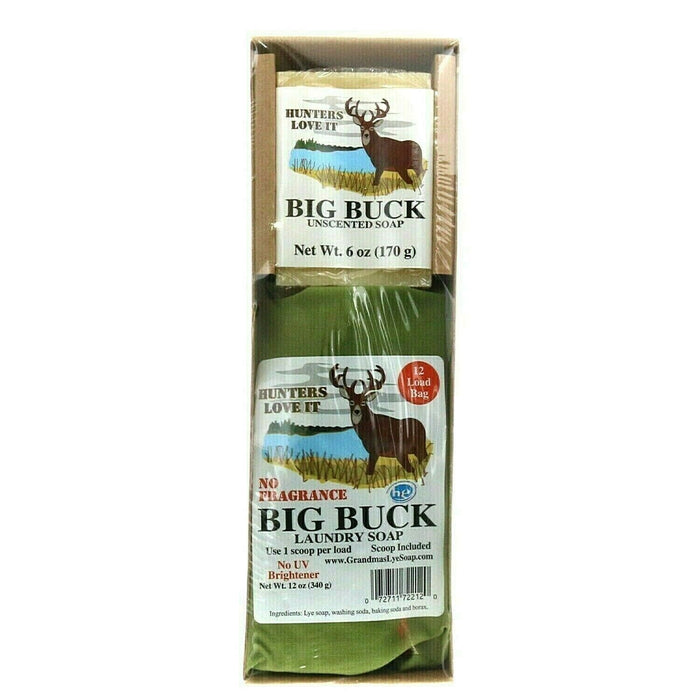 Grandma's #072711722120 Big Buck Unscented Lye Bar Soap and Laundry Soap for Hunters ~ Choose Color