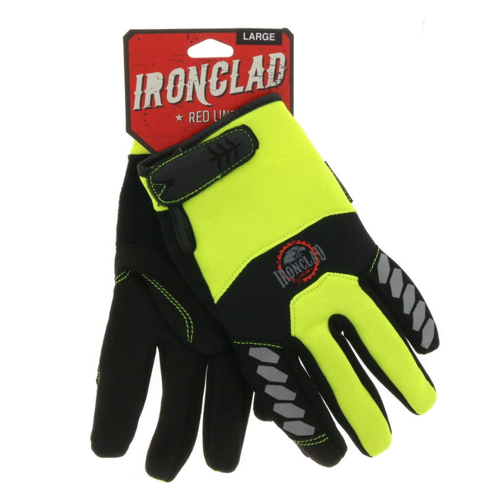 Ironclad #YRL-HSY-06  Red Line Gloves Reflective Work Gloves Hi-Vis Medium