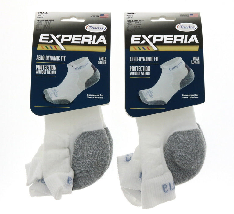 Thorlos # XCMU10 Experia Low Cut Ankle Socks White Size Small ~ 2-Pack