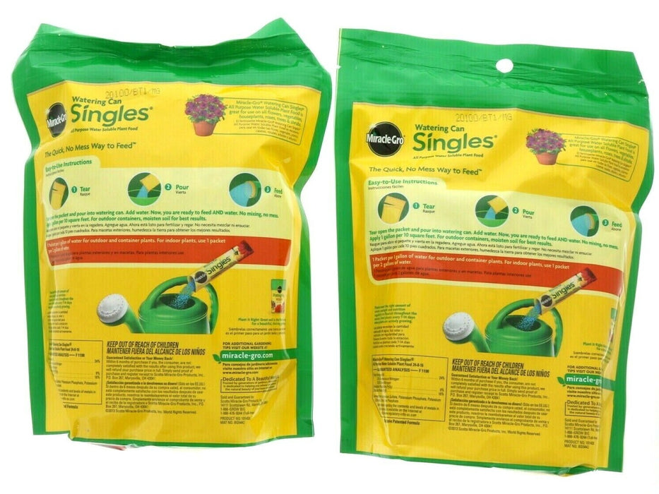 Miracle Gro #101430 Single Pouch Plant Food Fertilizer ~ 2-Pack ~ 48 Single Packets Total