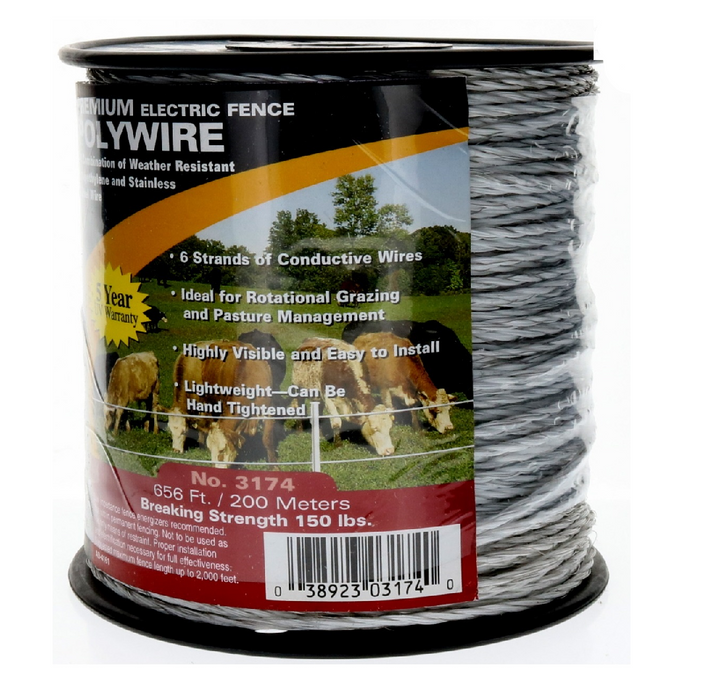 Dare #3174 6-Strand Electric Fence Polywire Wire 656ft ~ 5-Pack ~ 3280 Feet Total