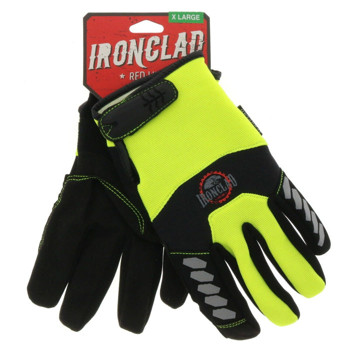 Ironclad #YRL-HSY-06  Red Line Gloves Reflective Work Gloves Hi-Vis Medium