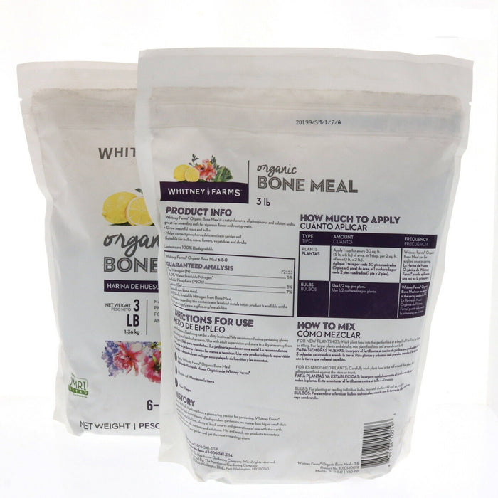 Whitney Farms  # 10101-10019   Organic Bone Meal Fertilizer Plant Food 3lbs ~ 2-Bags