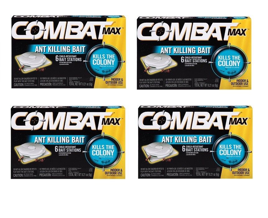 Combat #023400559015 Ant Bait Trapping Stations Insecticide ~ 4-Pack ~ 24 Traps Total