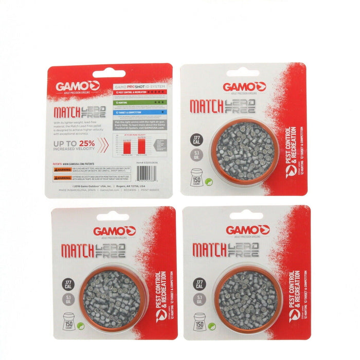 Gamo #632002654 Match .177 Caliber 5.1 Grain Pellets ~ 4-Pack ~ 600 Pellets Total