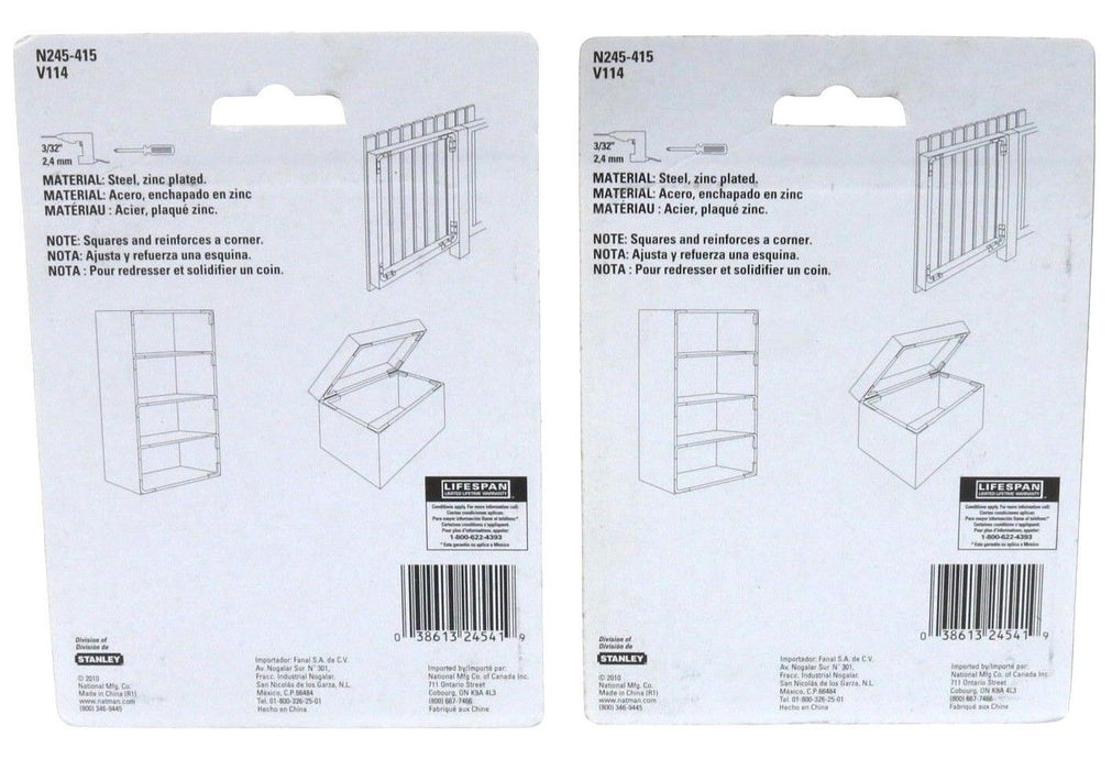 National Hardware # N245-415 Corner Braces 4" x 5/8" ~ 2 Pack ~ 8 Braces Total