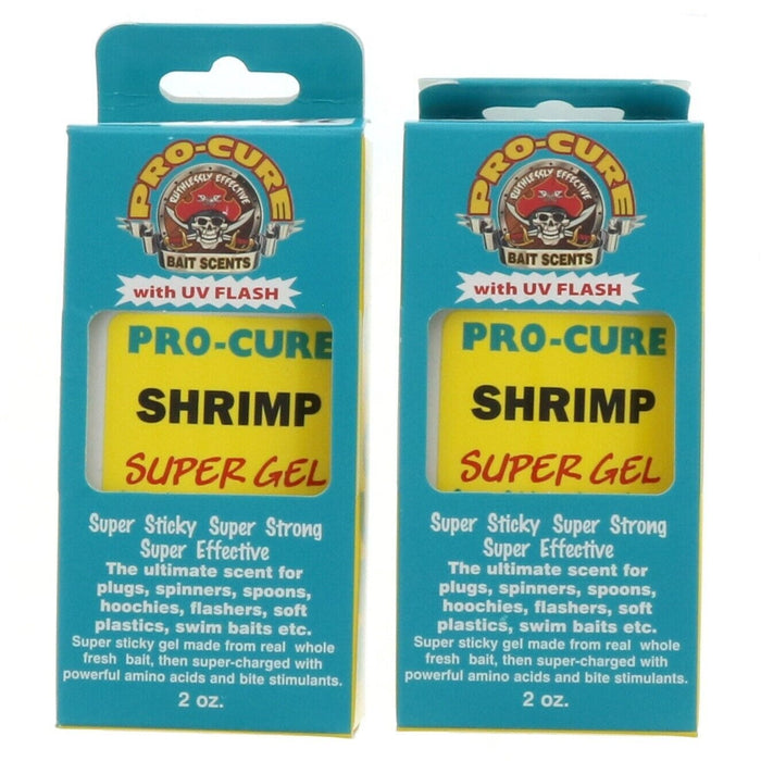 Pro-Cure Super Gel Shrimp Scent Bait UV Flash 2oz ~ 2-Pack