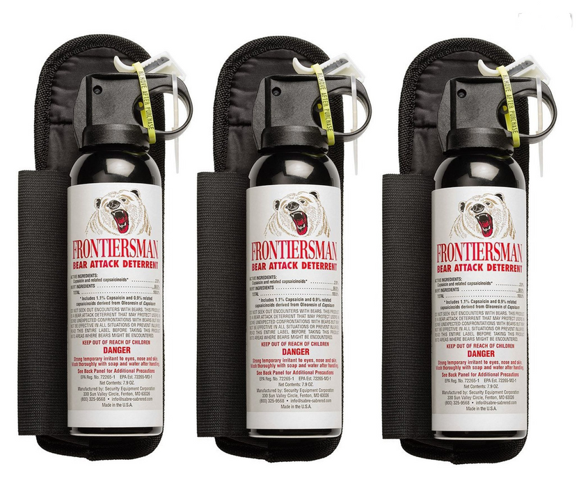 Frontiersman #FBAD-04   Bear Deterring 7.9oz Spray & Holster  - 3-Pack