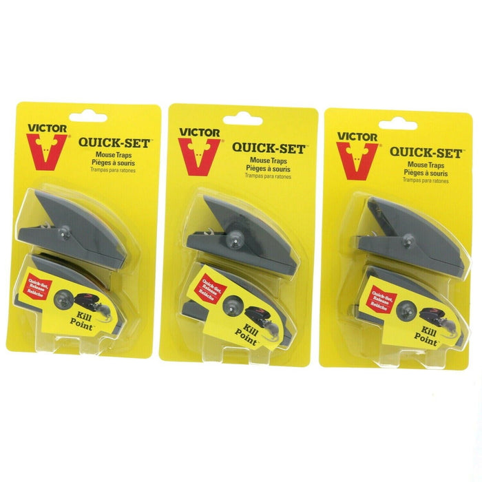 Victor #042116 Quick Set Reusable Mouse Kill Traps ~2-Pack ~ 6 Traps Total