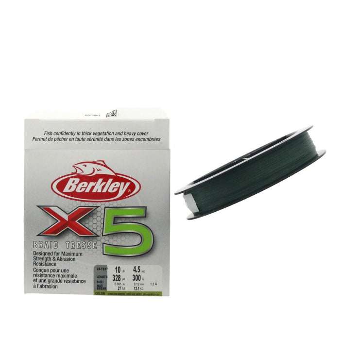 Berkley #X5B33010-22 X5 Braid Fishing Line 328yds 10lbs Low Vis Green