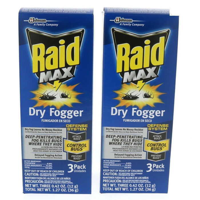 Raid Raid Max Dry Fogger Fumigator Indoor Insect Bug ~ 2-Pack ~ 6 Fumigators Total