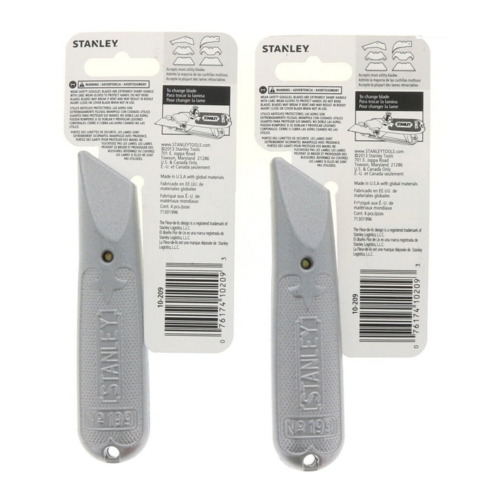 Stanley #10-209 Fixed Blade Utility Box Knife Cutter ~ 2-Pack