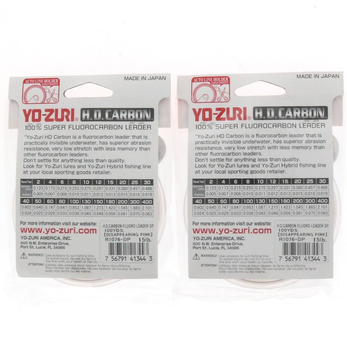 Yo-Zuri #R1076-DP H.D. Carbon 100% Fluorocarbon Leader 15lb 100yds ~ 2-Pack