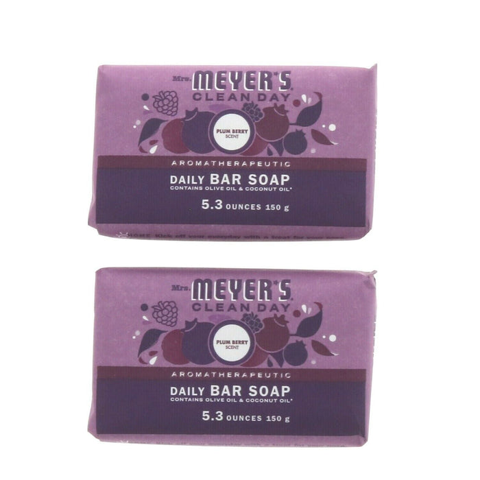 Mrs. Meyer's Daily Bar Soap Plum Berry Scent ~ 2-Pack