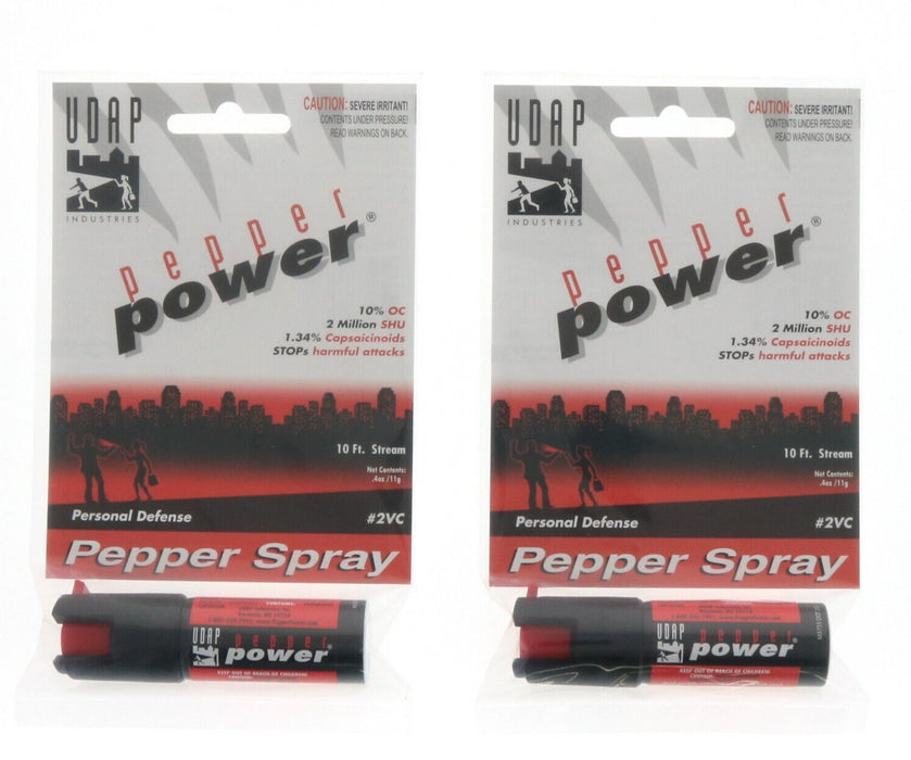 UDAP #2VC Personal Pepper Spray Self Defense 10ft Stream ~2-Pack