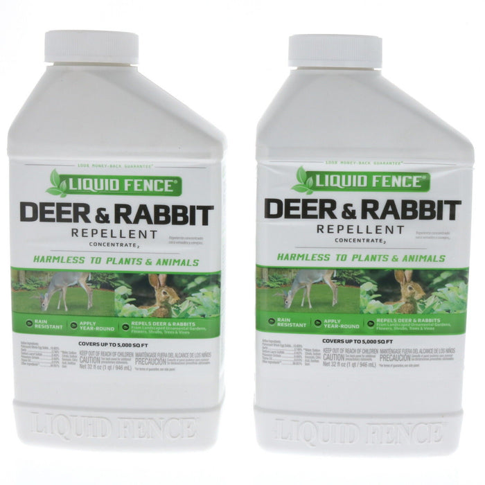 Liquid Fence #71106 Deer Rabbit Repellent Liquid Concentrate 32oz ~ 2-Pack