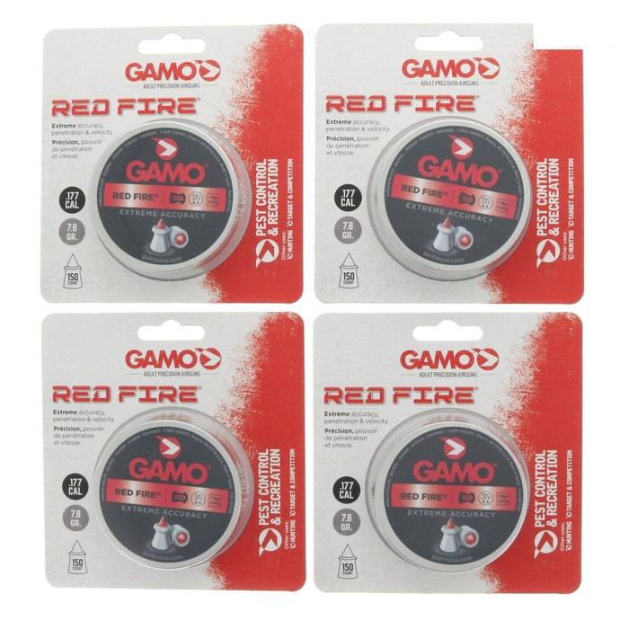 Gamo #632270154 Red Fire Air Rifle Pellets .177 Caliber 150 Count ~ 4-Pack ~ 600 Pellets Total