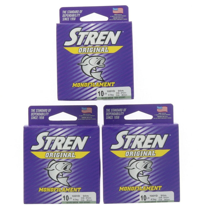 Stren #SOPS10-22 Monofilament Fishing Line 10lb 100yds Green ~ 3-Pack