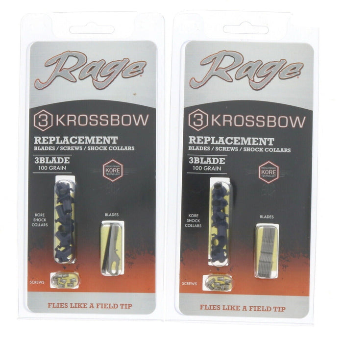 Rage #39505 Krossbow Replacement Blades 3-Blade 100 Grain ~ 2-Pack
