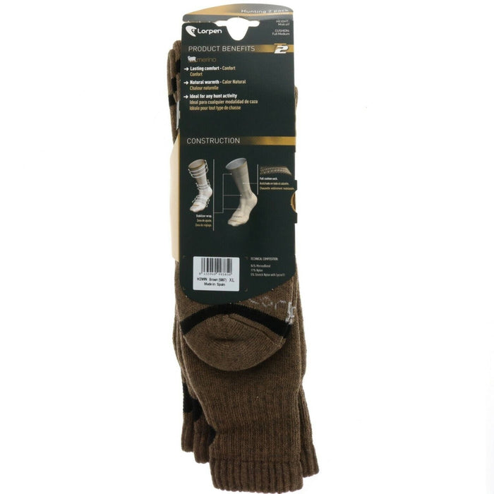 Lorpen #H2WN Unisex Hunting Boot Socks 2 Pairs Brown X-Large