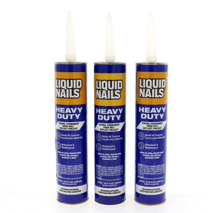 Liquid Nails #LN-901 Waterproof Construction Adhesive Tan 10oz ~ 3-Pack