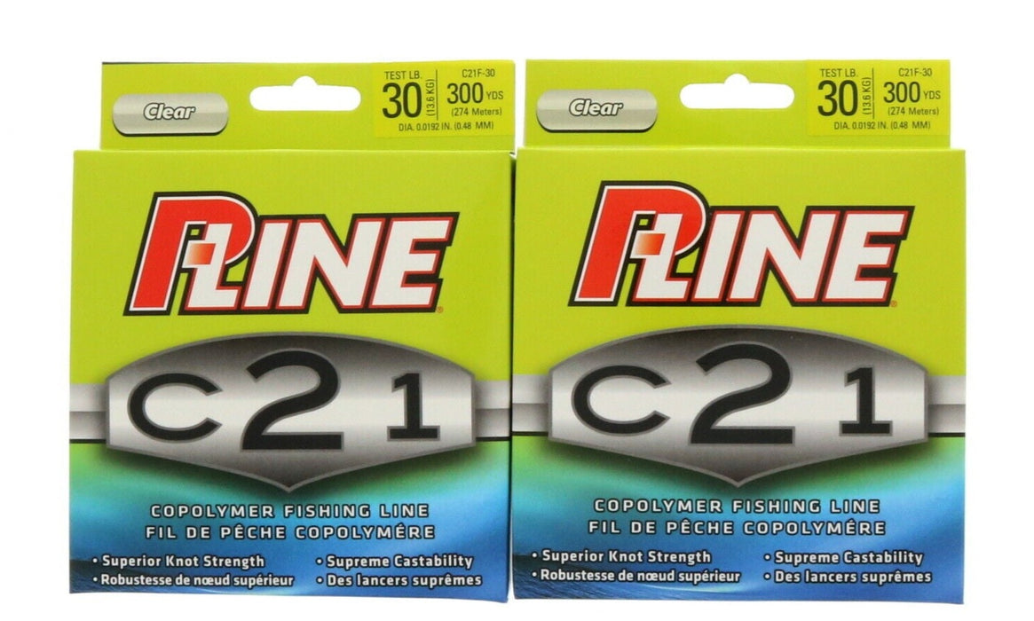 P-Line #C21F-30 C21 Copolymer Fishing Line 30lb 300yds Clear ~ 2-Pack