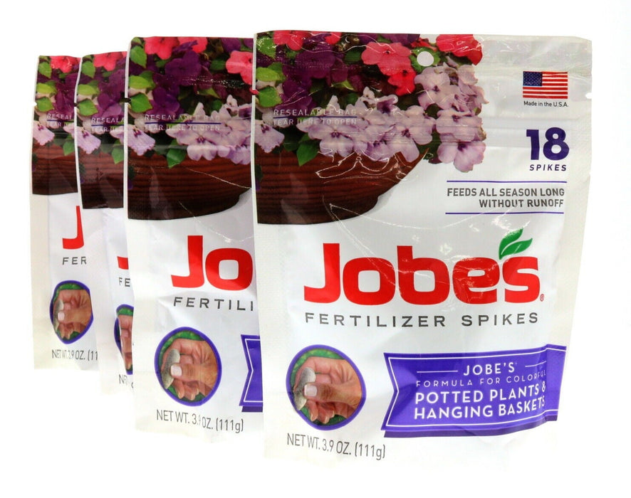 Jobe's #22836.5 Fertilizer Spikes Potted Plants Hanging Baskets  Food ~ 4-Pack ~ 72 Spikes Total