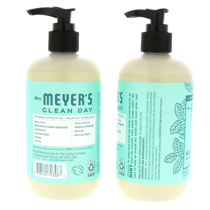 Mrs. Meyer's #694976 Clean Day Liquid Hand Soap Mint Scent ~ 2-Pack