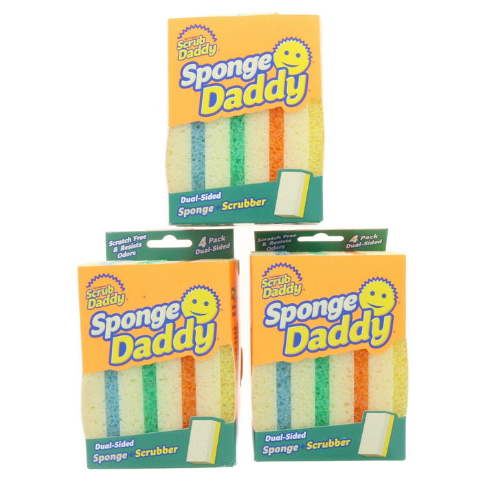 Scrub Daddy Scratch Free Dual Sided Sponges ~ 3-Pack ~ 12 Sponges Total