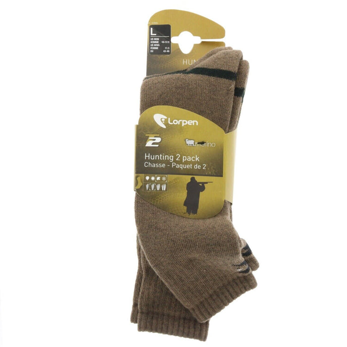 Lorpen #H2WNBROWN Hunting Boot Over the Calf Socks Large 2 Pairs Brown