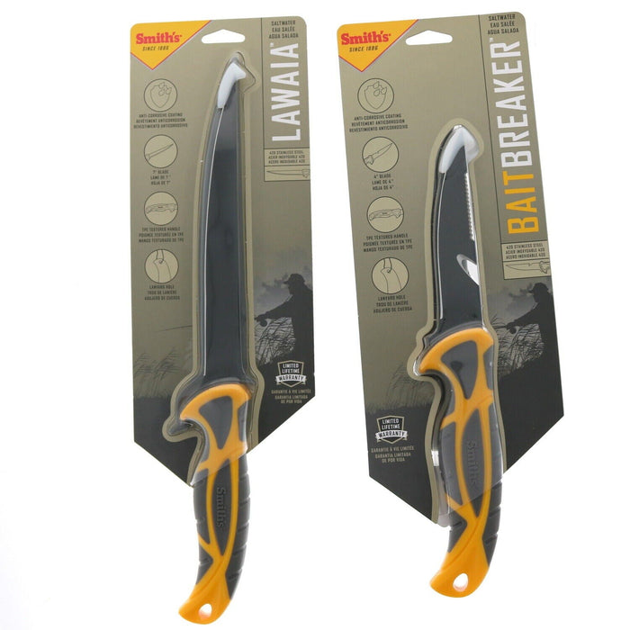 Smith's Fillet Fixed Blade Knife & Fishing Bait Knife Combo ~ 2 Pack