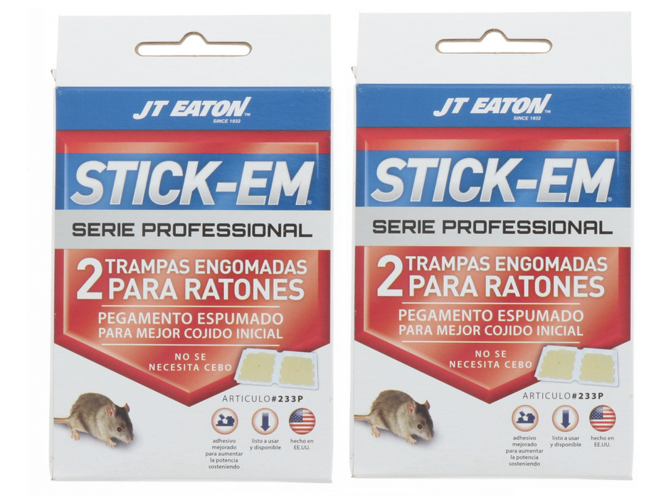 J.T. Eaton #233P Ready to Use Disposable Foam Sticky Glue Mouse Mice Traps ~ 2-Pack ~ 4 Traps Total