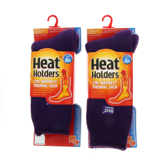 Heat Holders #LHHORGPUR Purple Crew Women's Thermal Socks Small/Medium ~ 2 Pack