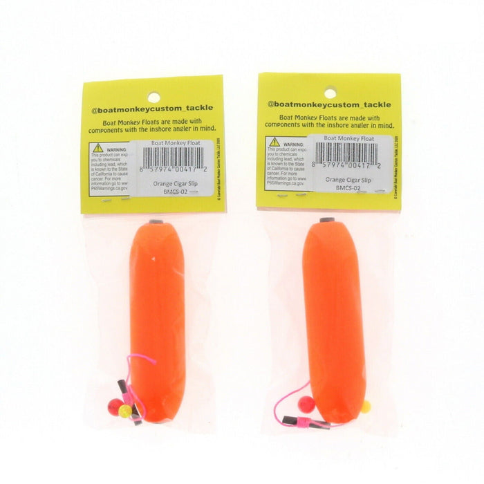 Boat Monkey #BMCS-02    3.5" Fishing Cigar Float Orange ~ 2 Pack ~ 2 Floats Total