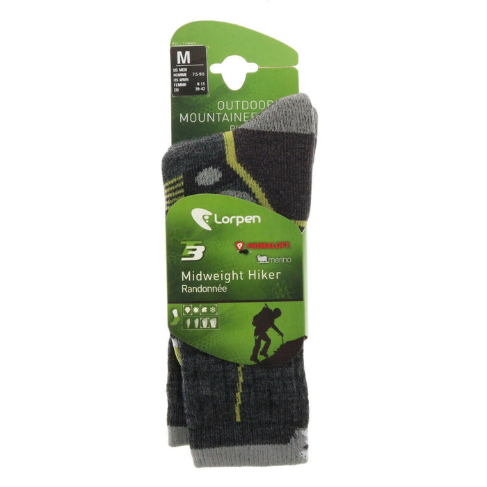 Lorpen #T3MMH Men's Medium Charcoal Wool Blend Midweight Socks