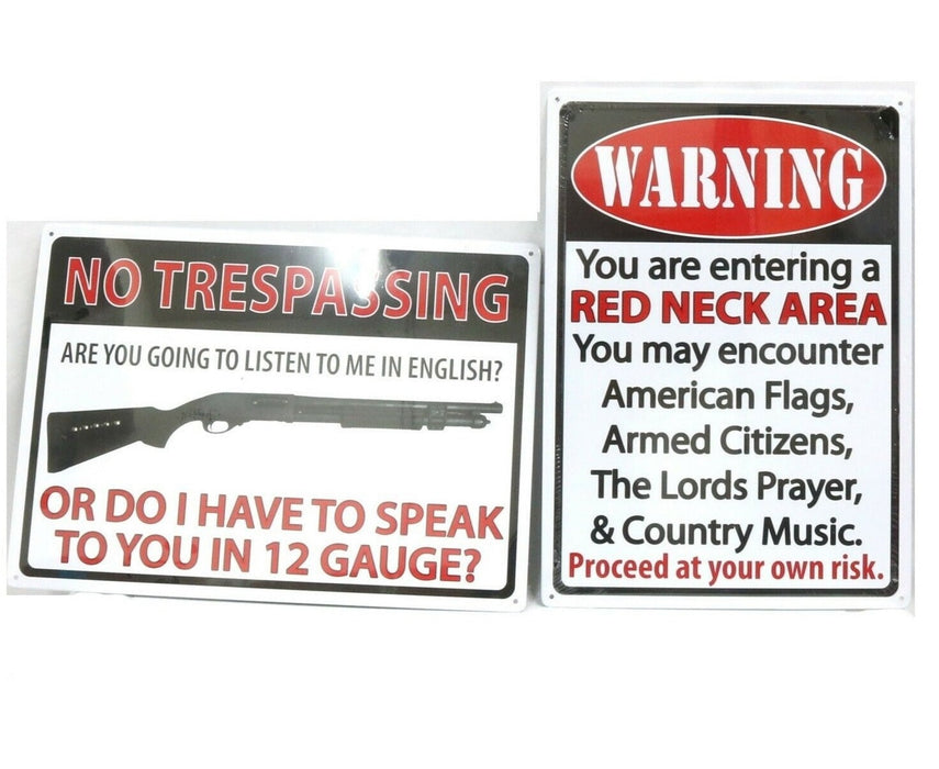 River's Edge 2nd Amendment Signs Tin Warning / No Trespassing ~ 2-Pack