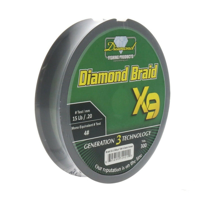 Momoi #Braid G-3 300yd 15# H Dark Green Diamond Braid X9 Fishing Line 15lb 300yds