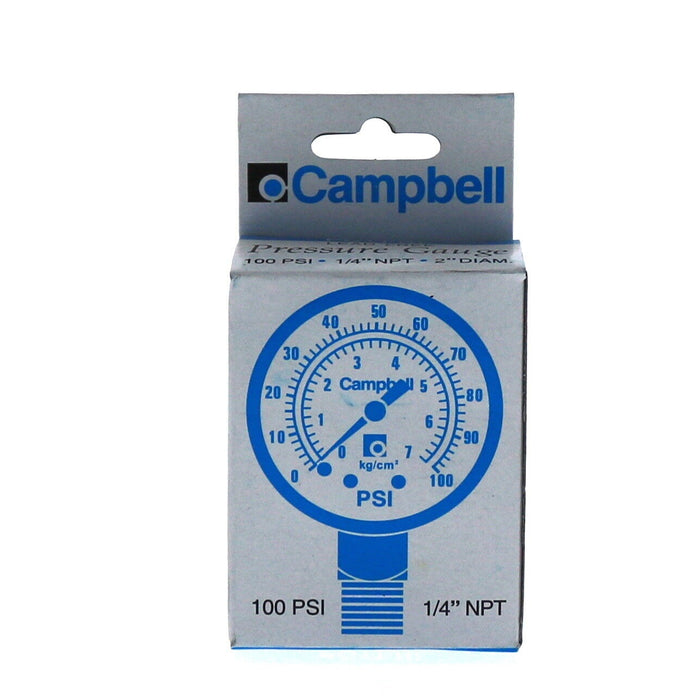 Campbell #PG1TNL Water Pressure Gauge 100PSI 2"