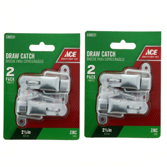 Ace Hardware #5300231 Lockable Draw Catch Latch 2.5" ~ 2-Pack ~ 4 Locks Total