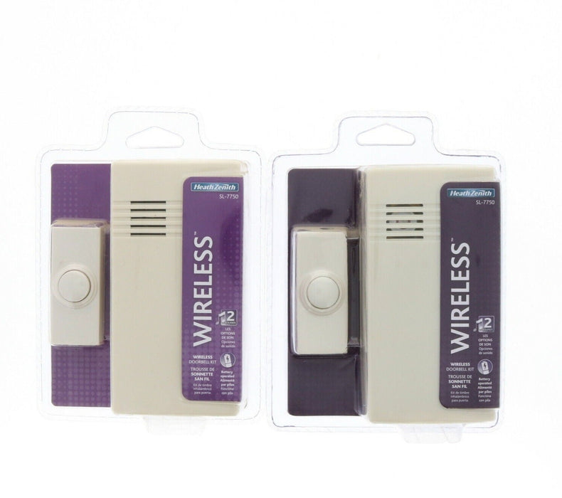 Heath Zenith Co #LLC SL-7750 Off White Wireless Doorbell Chime Kit ~ 2 Pack