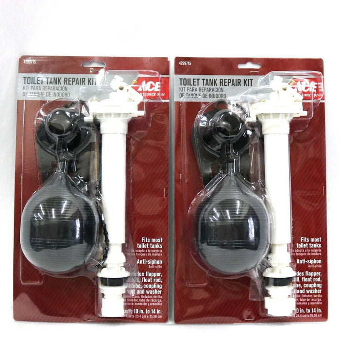 Ace Hardware #4299715 Complete Toilet Tank Repair Kit Adjusts 10" to 14"  ~ 2-Pack