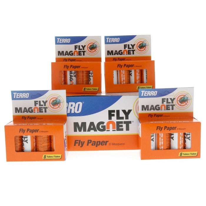 TERRO #T518 Fly Magnet Flying Insect Tape ~ 4-Pack ~ 32 Rolls Total