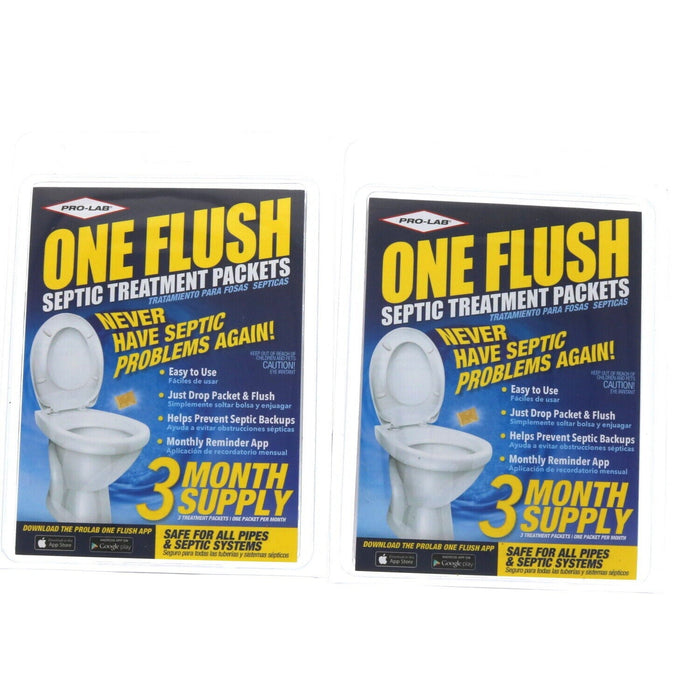 Pro-Lab One Flush Septic Treatment Packets ~ 2-Pack ~ 6 Packets Total