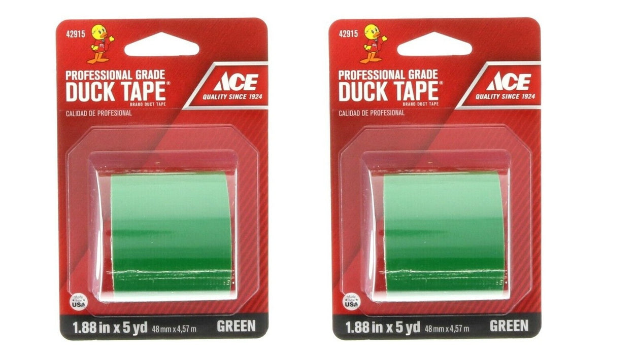 Ace Hardware #42915 Duck Duct Tape Adhesive 1.88" Green ~ 2-Pack ~ 10 Yards Total