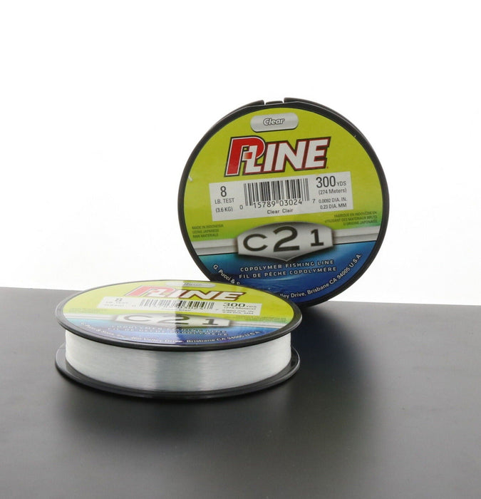 P-Line # C21F-8 C21 Freshwater Fishing Line 8 Lb Test 300 Yards Clear ~ 2-Pack