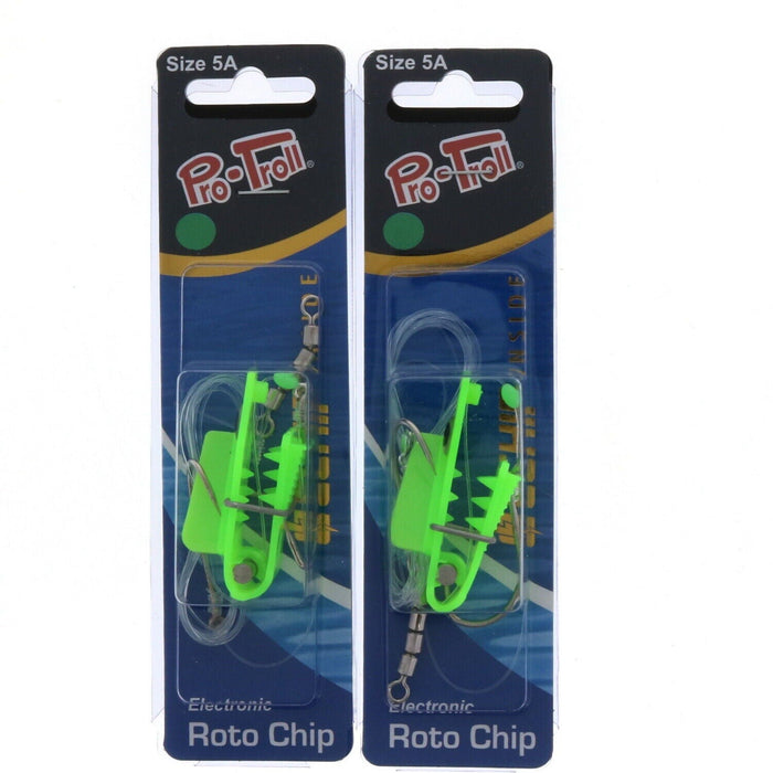 Pro-Troll #Glow Chart Roto Chip Size 5A Glow Chartreuse Electronic Bait Holder ~ 2 Pack