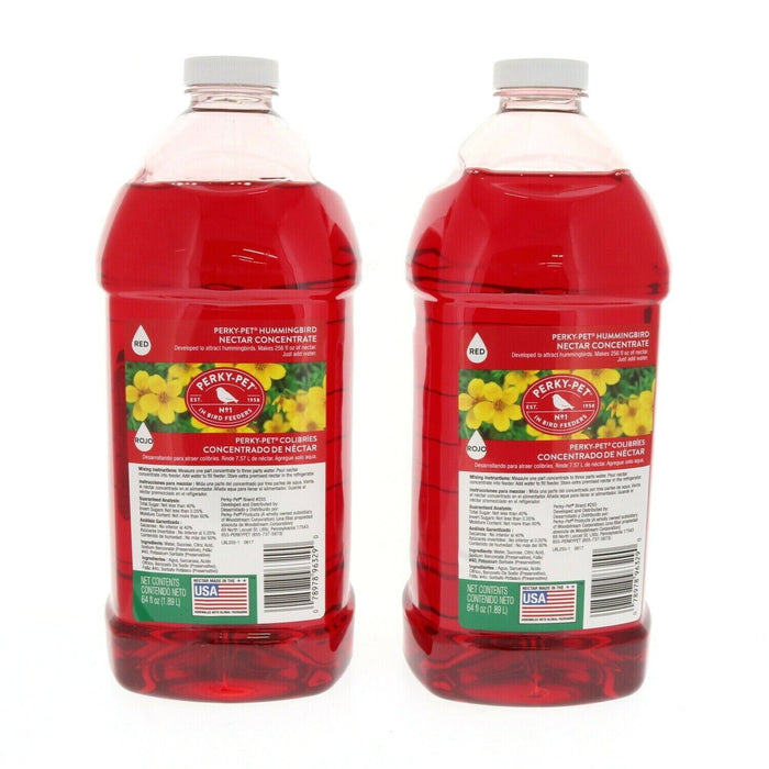 Perky-Pet #255 Hummingbird Nectar Concentrate 64oz Red ~ 2-Pack